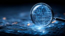 lens on asbtract chip circuits