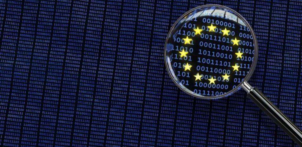 magnifying glass EU flag