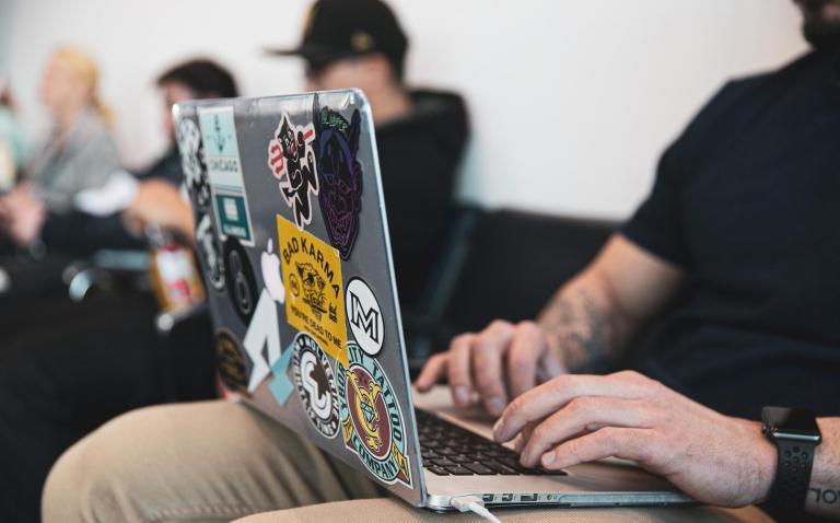 stickers on a laptop