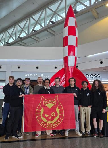 Team Belgium, the Belgian Red Daemons, proud in their national kit ahead of the European Cybersecurity Challenge in Warsaw