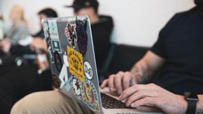 stickers on a laptop
